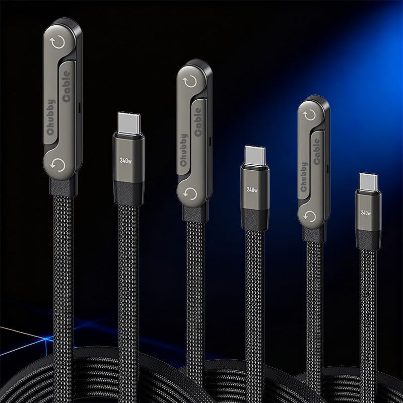 ChubbyCable StandLite™ - 240W Braided Fast Charge Cable With Built-in Phone Stand