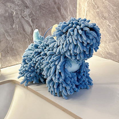 ✅Cartoon Puppy Chenille Hand Drying Doll – Multifunctional Cartoon Animal Creative Hand Towel Plush Toy