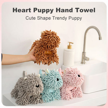 ✅Cartoon Puppy Chenille Hand Drying Doll – Multifunctional Cartoon Animal Creative Hand Towel Plush Toy