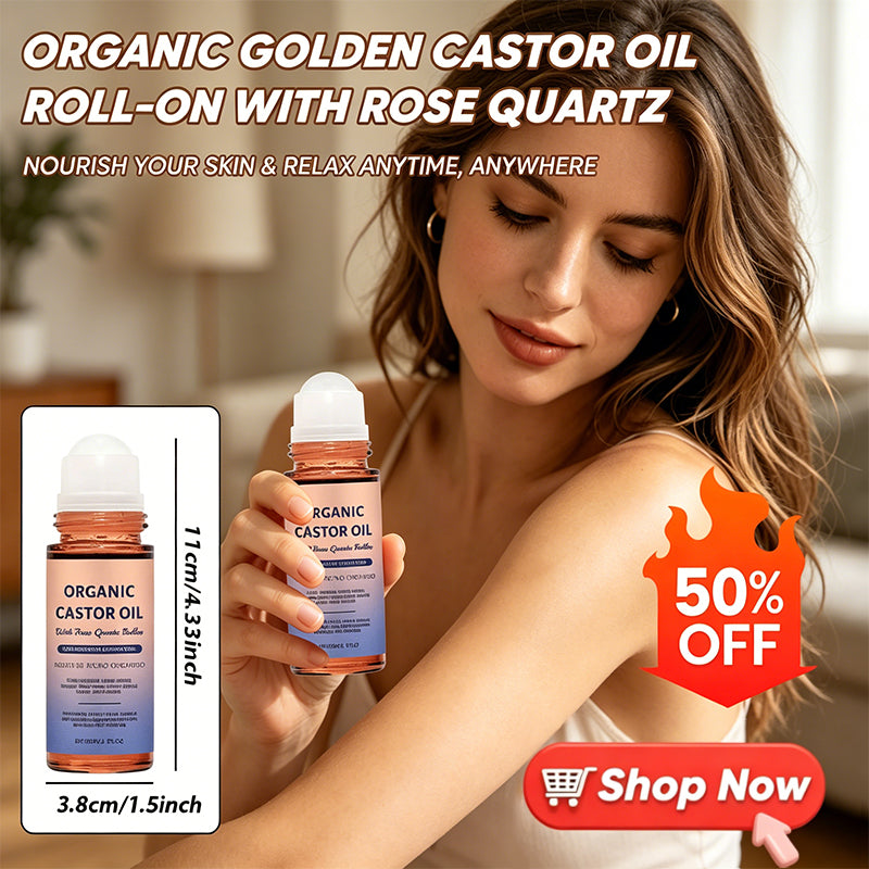 Organic Golden Castor Oil Roll-On with Rose Quartz