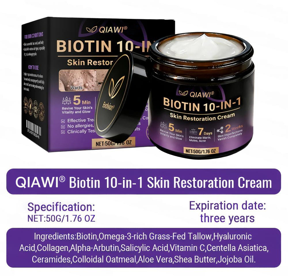𝐎𝐟𝐟𝐢𝐜𝐢𝐚𝐥 𝐒𝐭𝐨𝐫𝐞 |  🏅 Made and Shipped from USA ✨QIAWI® Biotin 10-in-1 Skin Restoration Cream 🍀