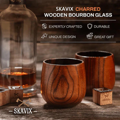 Handmade and Charred Drinking Vessel -Original Wooden Bourbon Drinking Glass