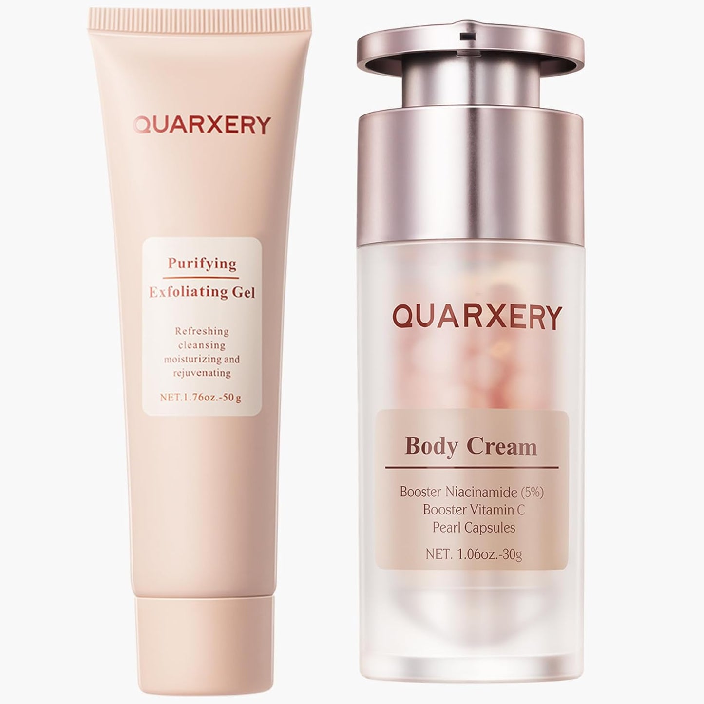 Exfoliating Care Set for Face & Body - 5% Niacinamide Body Cream + Purifying Exfoliating Gel - Improve Oily, Rough Skin - 2-Step Skincare Routine