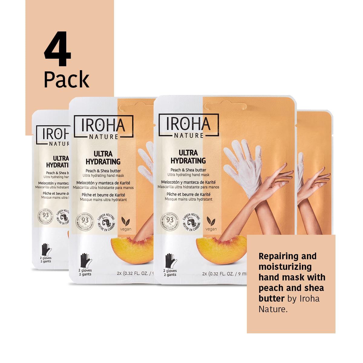 Anti-Aging Hand Mask with Hyaluronic Acid and Bakuchiol - Pack of 4 Pairs