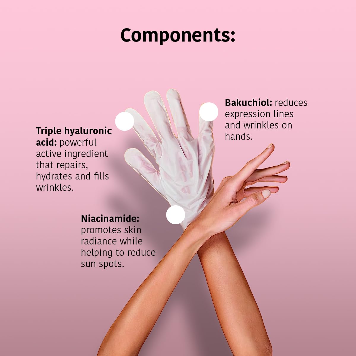 Anti-Aging Hand Mask with Hyaluronic Acid and Bakuchiol - Pack of 4 Pairs