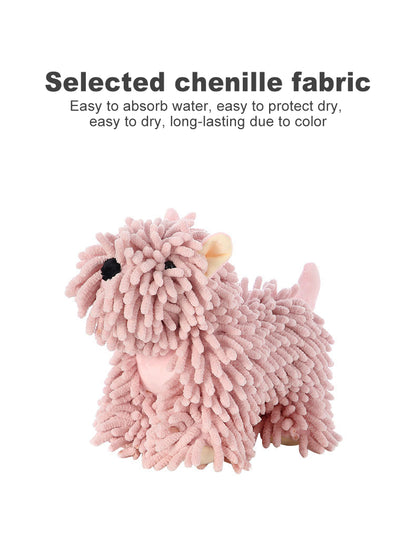 ✅Cartoon Puppy Chenille Hand Drying Doll – Multifunctional Cartoon Animal Creative Hand Towel Plush Toy