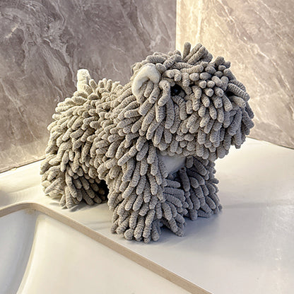 ✅Cartoon Puppy Chenille Hand Drying Doll – Multifunctional Cartoon Animal Creative Hand Towel Plush Toy