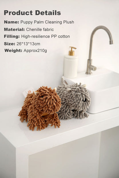 ✅Cartoon Puppy Chenille Hand Drying Doll – Multifunctional Cartoon Animal Creative Hand Towel Plush Toy
