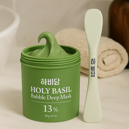 Holy Basil Bubble Mask Duo + Dual Pore Brush Set – Deep-Cleansing Power for Stubborn Blackheads & Clogged Pores