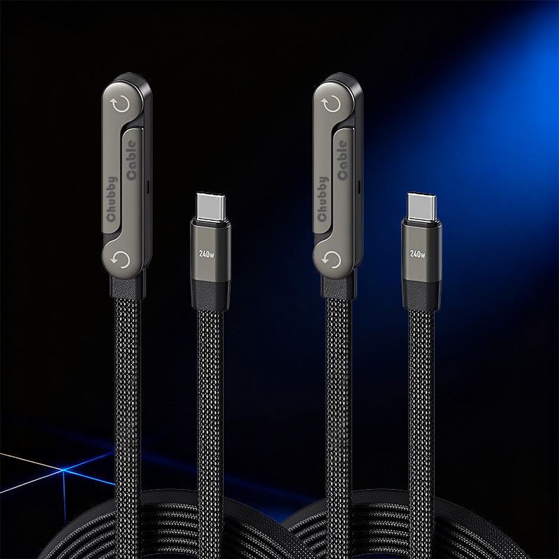 ChubbyCable StandLite™ - 240W Braided Fast Charge Cable With Built-in Phone Stand