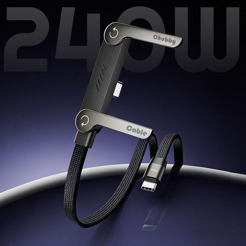 ChubbyCable StandLite™ - 240W Braided Fast Charge Cable With Built-in Phone Stand