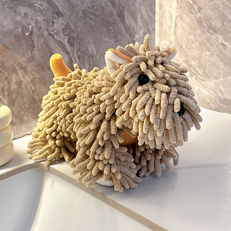 ✅Cartoon Puppy Chenille Hand Drying Doll – Multifunctional Cartoon Animal Creative Hand Towel Plush Toy
