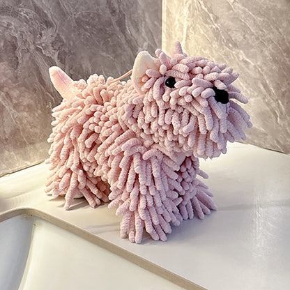 ✅Cartoon Puppy Chenille Hand Drying Doll – Multifunctional Cartoon Animal Creative Hand Towel Plush Toy